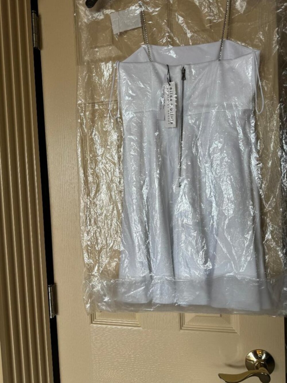 Alice and Olivia white satin mini dress size 0